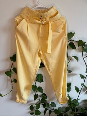 Bershka Butter Yellow High-Waist Trousers